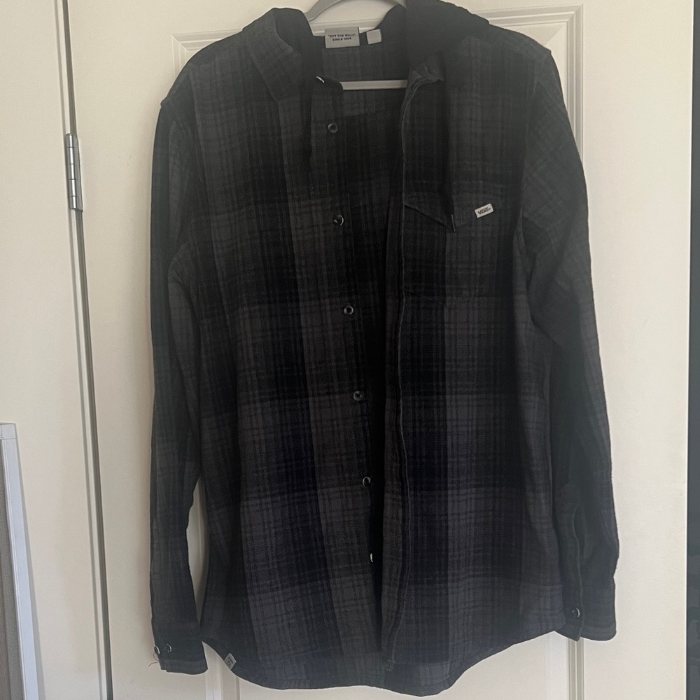 Vans Men's Dark Plaid Button Down Shirt